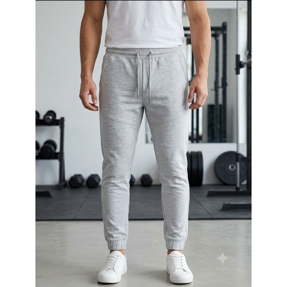 Piping Hot Mens Heather Gray Jogger Sweatpants Drawstring Pockets Size L